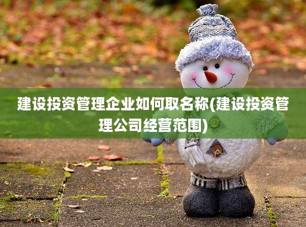 建设投资管理企业如何取名称(建设投资管理公司经营范围)