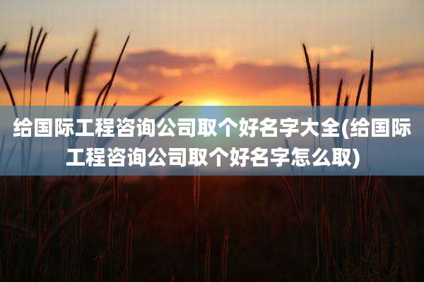 给国际工程咨询公司取个好名字大全(给国际工程咨询公司取个好名字怎么取)