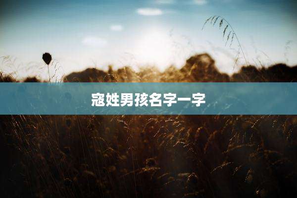 寇姓男孩名字一字