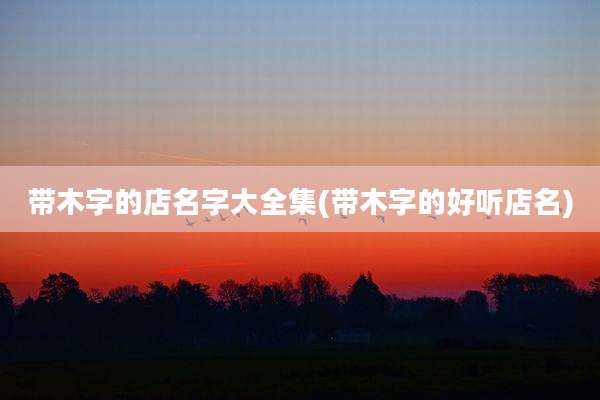 带木字的店名字大全集(带木字的好听店名)