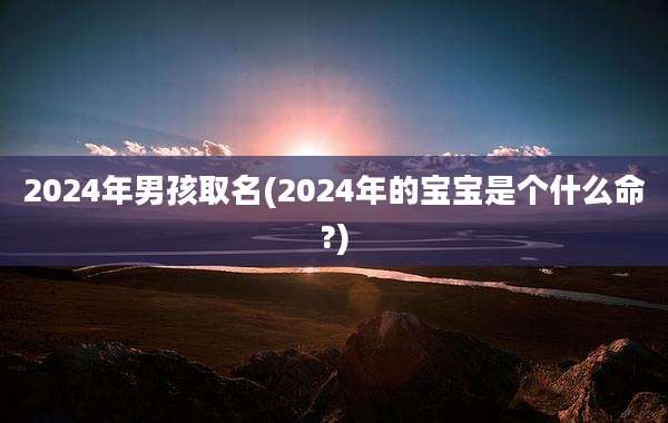 2024年男孩取名(2024年的宝宝是个什么命?)