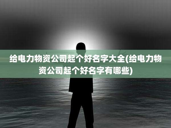 给电力物资公司起个好名字大全(给电力物资公司起个好名字有哪些)