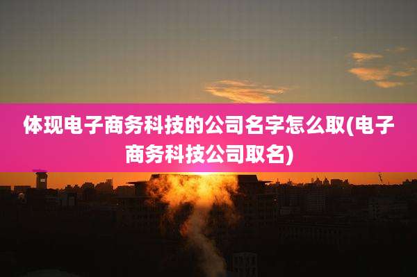 体现电子商务科技的公司名字怎么取(电子商务科技公司取名)