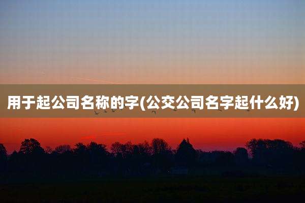 用于起公司名称的字(公交公司名字起什么好)