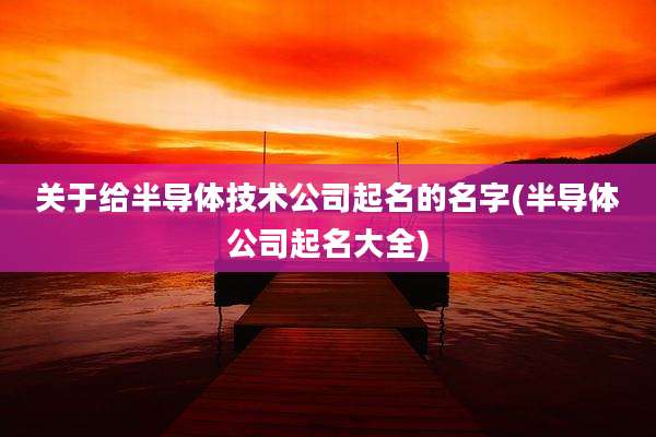 关于给半导体技术公司起名的名字(半导体公司起名大全)