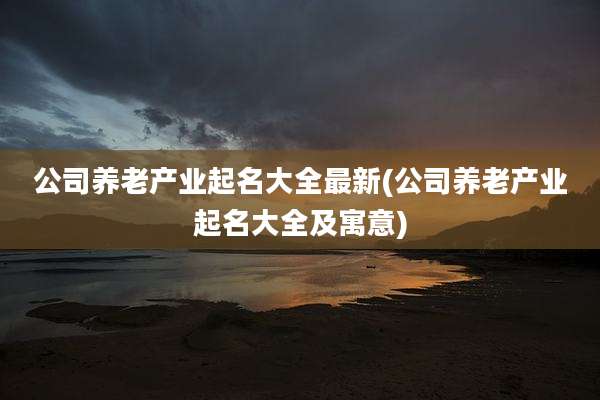 公司养老产业起名大全最新(公司养老产业起名大全及寓意)