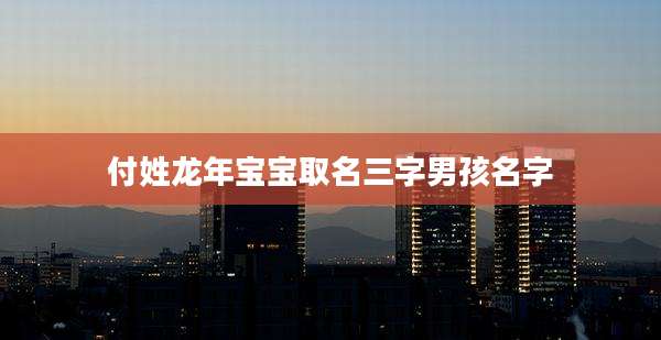 付姓龙年宝宝取名三字男孩名字