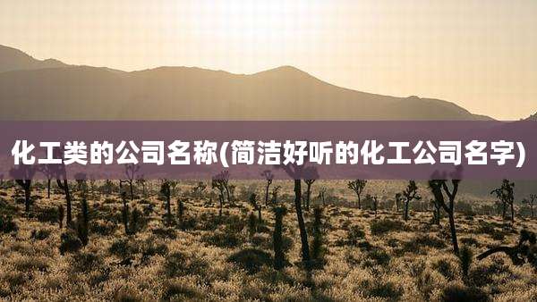化工类的公司名称(简洁好听的化工公司名字)