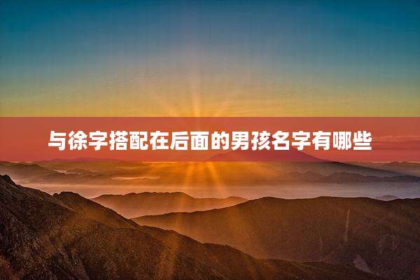 与徐字搭配在后面的男孩名字有哪些