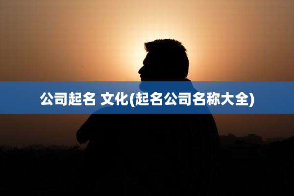 公司起名 文化(起名公司名称大全)