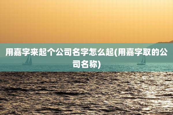 用嘉字来起个公司名字怎么起(用嘉字取的公司名称)