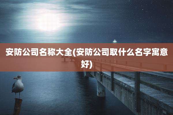 安防公司名称大全(安防公司取什么名字寓意好)