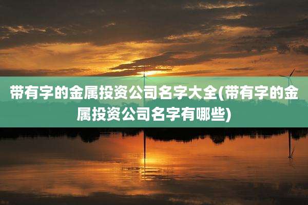 带有字的金属投资公司名字大全(带有字的金属投资公司名字有哪些)