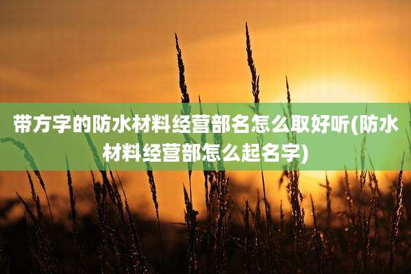 带方字的防水材料经营部名怎么取好听(防水材料经营部怎么起名字)