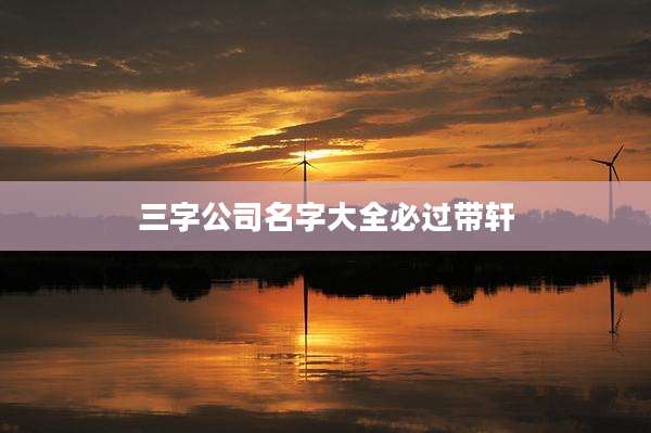 三字公司名字大全必过带轩