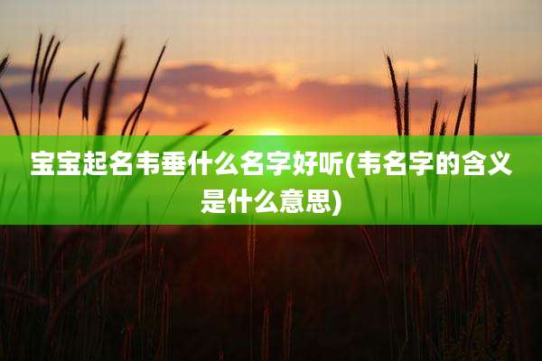 宝宝起名韦垂什么名字好听(韦名字的含义是什么意思)