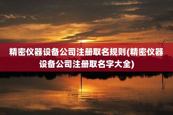 精密仪器设备公司注册取名规则(精密仪器设备公司注册取名字大全)