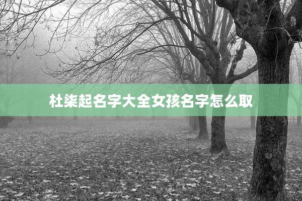 杜柒起名字大全女孩名字怎么取