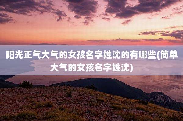 阳光正气大气的女孩名字姓沈的有哪些(简单大气的女孩名字姓沈)