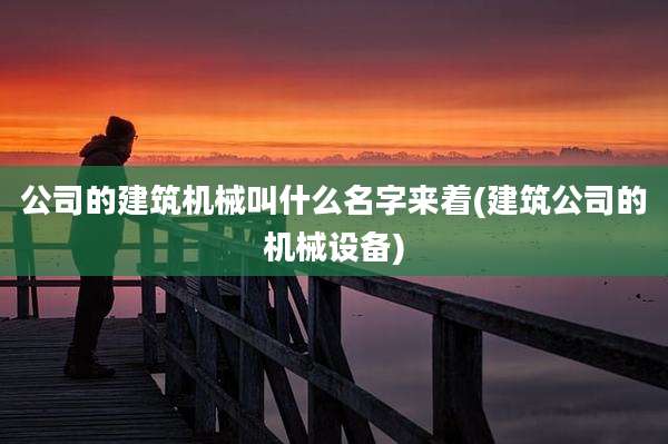公司的建筑机械叫什么名字来着(建筑公司的机械设备)