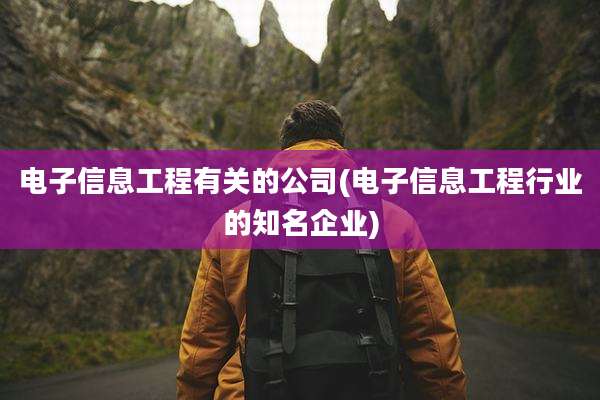 电子信息工程有关的公司(电子信息工程行业的知名企业)