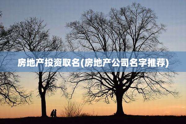 房地产投资取名(房地产公司名字推荐)