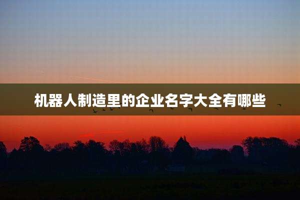 机器人制造里的企业名字大全有哪些