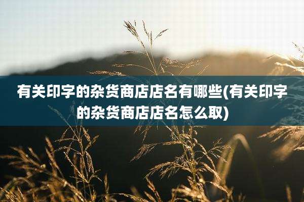 有关印字的杂货商店店名有哪些(有关印字的杂货商店店名怎么取)