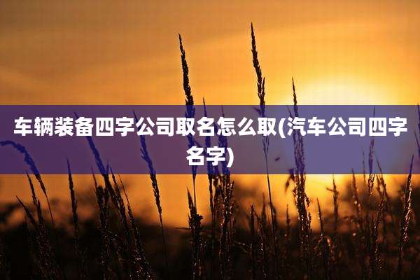 车辆装备四字公司取名怎么取(汽车公司四字名字)