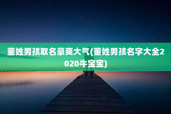 董姓男孩取名豪爽大气(董姓男孩名字大全2020牛宝宝)