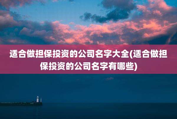 适合做担保投资的公司名字大全(适合做担保投资的公司名字有哪些)