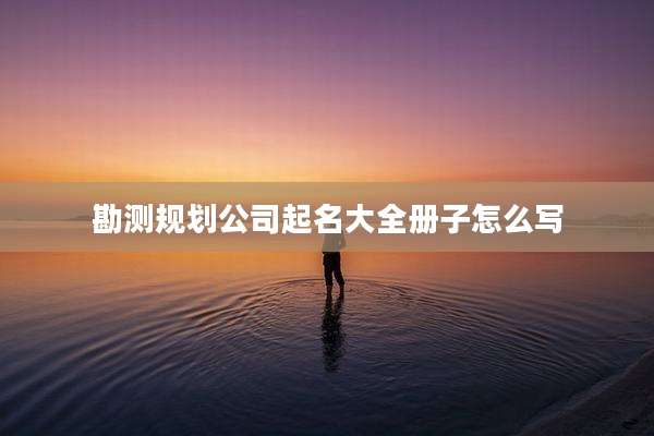 勘测规划公司起名大全册子怎么写