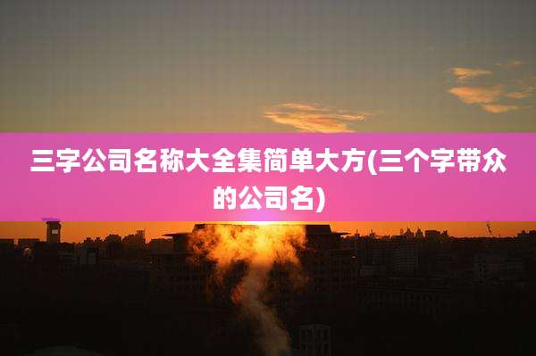 三字公司名称大全集简单大方(三个字带众的公司名)