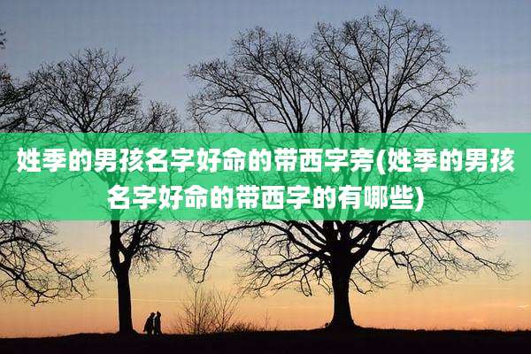 姓季的男孩名字好命的带西字旁(姓季的男孩名字好命的带西字的有哪些)