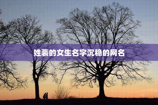 姓裴的女生名字沉稳的网名