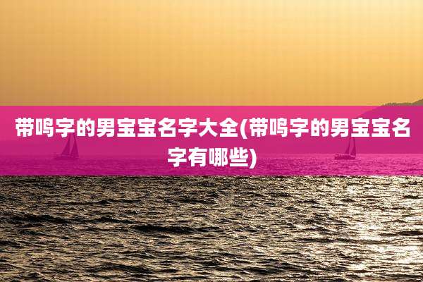 带鸣字的男宝宝名字大全(带鸣字的男宝宝名字有哪些)