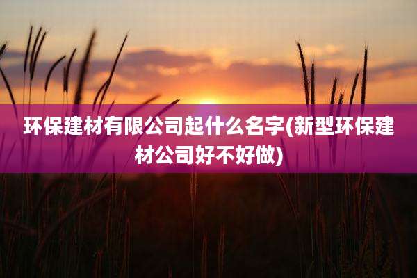 环保建材有限公司起什么名字(新型环保建材公司好不好做)