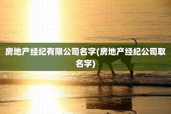 房地产经纪有限公司名字(房地产经纪公司取名字)