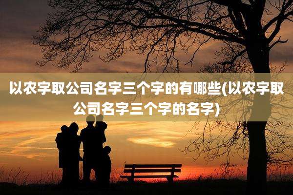 以农字取公司名字三个字的有哪些(以农字取公司名字三个字的名字)