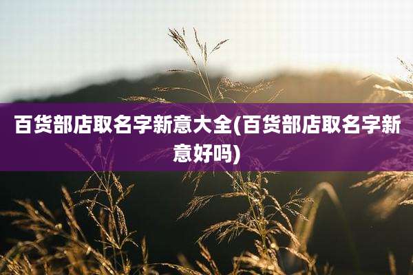 百货部店取名字新意大全(百货部店取名字新意好吗)