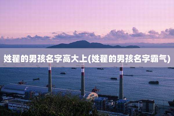 姓翟的男孩名字高大上(姓翟的男孩名字霸气)