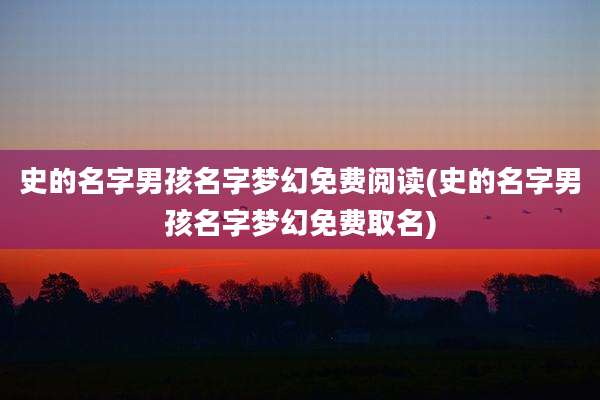 史的名字男孩名字梦幻免费阅读(史的名字男孩名字梦幻免费取名)