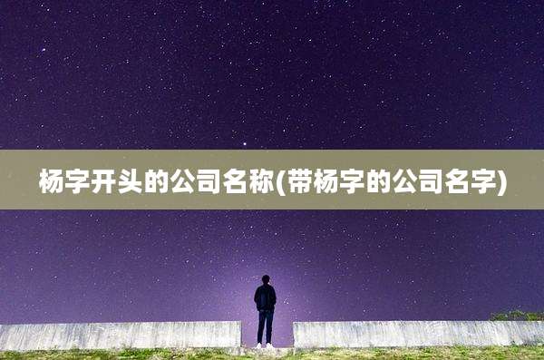 杨字开头的公司名称(带杨字的公司名字)