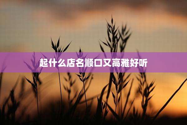 起什么店名顺口又高雅好听
