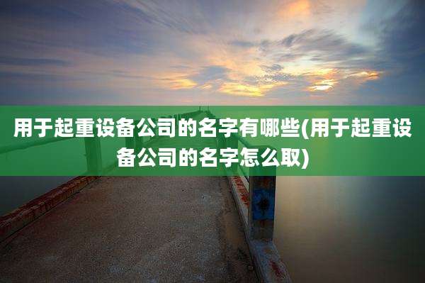 用于起重设备公司的名字有哪些(用于起重设备公司的名字怎么取)