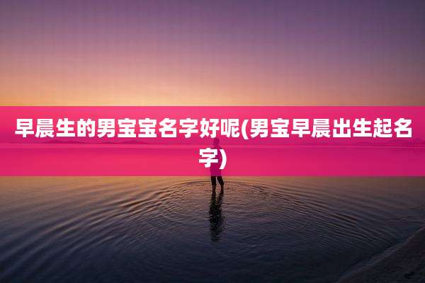 早晨生的男宝宝名字好呢(男宝早晨出生起名字)