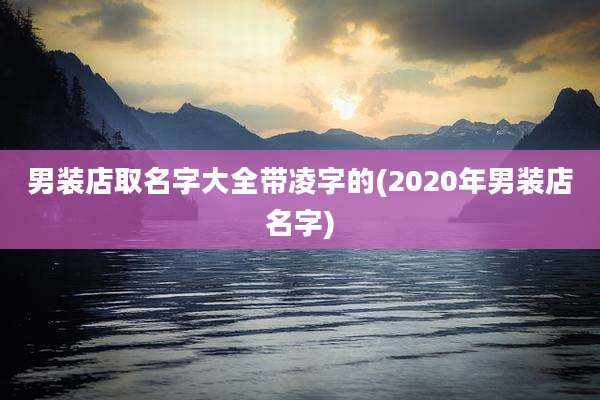 男装店取名字大全带凌字的(2020年男装店名字)