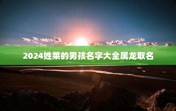 2024姓莱的男孩名字大全属龙取名