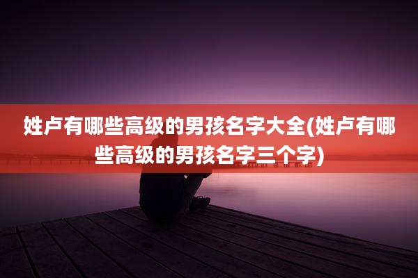 姓卢有哪些高级的男孩名字大全(姓卢有哪些高级的男孩名字三个字)