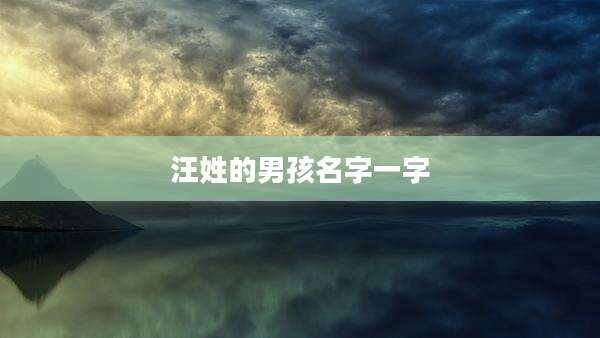汪姓的男孩名字一字